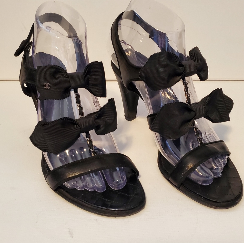 Authentic Chanel 2007 interlocking CC Slingback Sandals - size EU38.5/US 8 - Picture 8 of 12